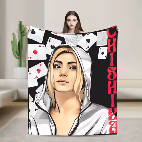 Alice In Borderland Chishiya Flannel Throw Blanket Warm Soft Bedspread for Camping Sofa or Bed Cover