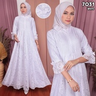 Gamis Putih Kombinasi Brokat / Busana Muslim / Gamis Lebaran / Gamis