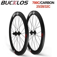 BUCKLOS Carbon Fiber 700C Wheelset Ultralight Road Bike Wheelset 700*25/28/32C Bicycle Wheels 45/50/57mm Depth 12*142mm
