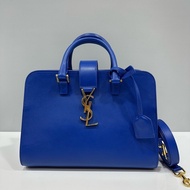 YSL 372087 皇家藍牛皮金釦斜背包 cabas mini