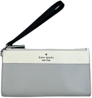 Kate Spade NY Madison Double Zip Wristlet Wallet Saffiano Leather Platinum Gray