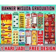 CETAK SPANDUK WISUDA BANNER LULUS KULIAH GRADUATION BANER FREE DESIGN