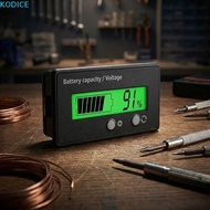 KODICE Battery Gauge, Voltage Meter Indicator Battery Capacity Indicator, Plastic Housing LCD Lead-a