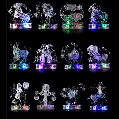 DIY 12 Constellation Puzzle LED Light 3D Crystal Puzzle Exquisite Gifts for Children and Adults Educ