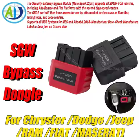 SGW Bypass Dongle For Chrysler/Dodge/Jeep/RAM/FIAT/MASERATI 12pin 8pin OBDII Security Gateway Adapte