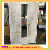 lemari pakaian besi 3 pintu cermin lemari baju besar wardrobe sliding