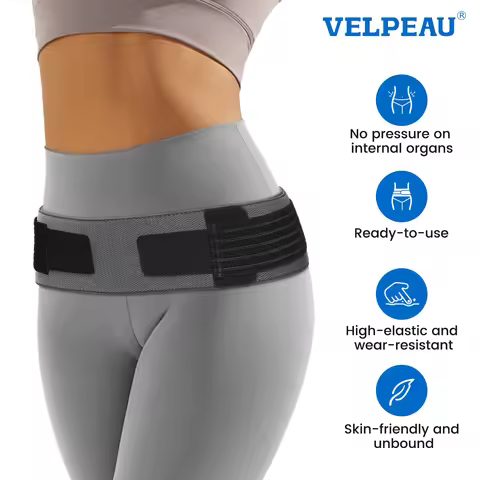 VELPEAU Sacroiliac Belt for Si Joint, Hip, Lower Back, Leg and Sacral Nerve Pain Relief, Pelvic Supp