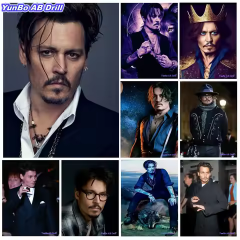 Johnny Depp Poster AB Drill Famous American Celebrity Movie Actor Picture DIY Diamond Painting Mosai