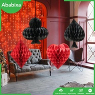 [Ababixa] 4 Pieces 3D Christmas Honeycomb Paper Lantern Paper Pendant Creative Hanging Ornament Casino Theme for Events Holiday