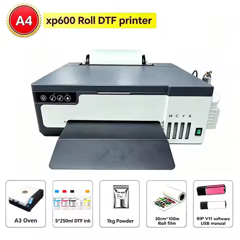 Roll A4 DTF Printer XP600 Printhead Direct to Film Transfer DTF Machine for Dark Light T-shirt Texti