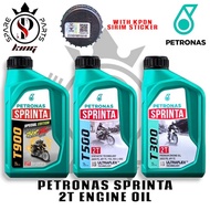 ORIGINAL PETRONAS SPRINTA 2T VARIANTS T300 MINERAL T500 SEMI T900 FULLY 2T ENGINE OIL MINYAK HITAM 1