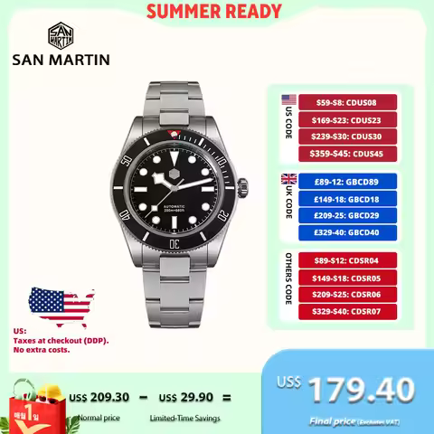 San Martin 40mm Aluminum Bezel NH35 BB58 Automatic Watches For Men Dive Wristwatch 20ATM Sapphire Lu