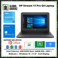 HP Stream 11 Pro G4 Laptop  Intel Celeron | 4GB DDR3 Ram | 64GB SSD | WiFi | Webcam | Windows 10 | 1