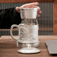 999純銀辦公杯純手工包銀杯家用禮品茶杯高檔茶水分離杯養生水杯