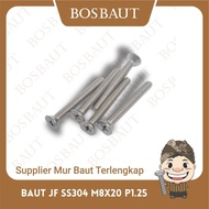 JF Stainless Steel 304 Bolt M8X20 P1.25