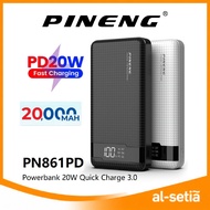 PINENG PN861PD 20000MAH POWER BANK 20W QC3.0 FAST CHARGE POWERBANK PN-861PD - BLACK / WHITE
