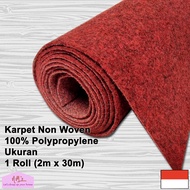 Karpet non woven lantai bludru brudu polos alas kasur duduk masjid pameran panggung 1 roll - NMs