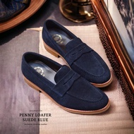 509 👞 Penny Loafer Suede Blue รองเท้า loafer ลอฟเฟอร์ ผู้ชาย งานItaly แท้ HandMade สุดคลาสสิค หนังก