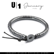 U1 January Studio Men's Bracelet – Hematite Chevron Adjustable BraceletKK 91C