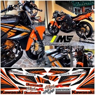 Decal Sticker Striping Variasi Motif Ori Ninja R 150 2013 Hitam Orange / Ninja Ss 150 - Ninja R/Ss 2