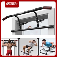 OneTwoFit Doorway Pull Up Bar with Elevated Bar & Adjustable Width Chin Up Bar Multi Screwless Door 