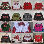 Chicago BULLS Retro Fully Embroidered Zipper Pocket Pants Basketball Pants Dense Embroidered Shorts 