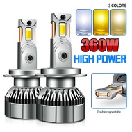 New High-Power Tri-Color LED Headlight Double Copper Tube 110W Car Light LED 12V Car 24V Truck H1 H7