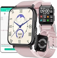 Smart Watch Sport Watch Activity Tracker ECG Blood Glucose Monitor Blood Sugar Fitness Tracker With Body Temperature Heart Rate Blood Pressure Blood Oxygen Sleep Monitor (Color : Pink)