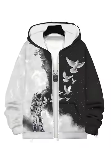 New Arrival Zipper Hoodie Dove 3D Print Men Women Hooded Sweatshirts Hoody Oversized Tracksuit Pullo
