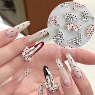 BORN PRETTY 50PCS Bowknot Shaped Nail Accessories Soft Carved Bow Nail Accessories Mixed Red Black R