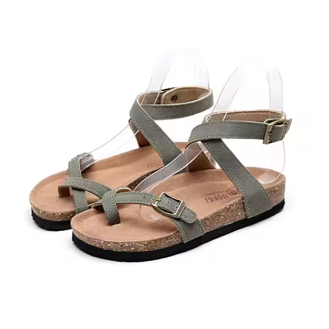 New Summer Woman Cork Sandals Gladiator Beach Buckle Strap Solid Casual Outside Sandal Shoe