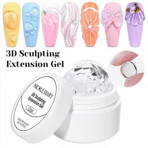 NICOLE DIARY Non Stick Hand Extension Nail Gel Clear 3D Carving Molding Glue Soak Off Construction U