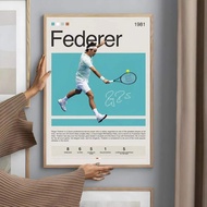 Tennis Legends Federer Nadal Alcaraz Serena  Modern Poster Prints for Nordic Living Room Wall Decor 