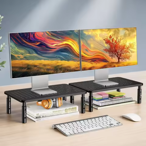 1pc/2pcs Monitor Stand, Monitor Stand Riser 3 Height Adjustable, Monitor Riser with Airflow Vents, L