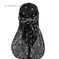 Hip-Hop Bandana Headscarf Unisex Solid Pirate Hat Durag Cap Embroidered Silk Long Tail Braid Turban Hat Headband