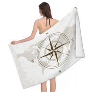 Customized Adventure Nautical Map Compass Rose Breathable Microfiber Bath Beach Towel Quick Dry Show