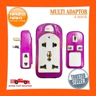 4 Way Multi Adaptor Extension 13A LED Neon Adapter 2/3 Pin Socket Soket Plug Wall Outlet Charger Round Flat万能国际插座