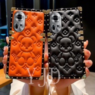 YJD Case For OPPO Reno11 Pro Reno11 F Stereoscopic Leather Little Bear Straight Edge Shockproof Phone Case