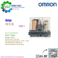 Omron G2R-1 Relay 12VDC 24VDC 10A 275 Ohms 43.6mA Single Pole Power Electronic General Purpose Power