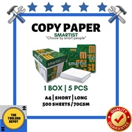 (1 Box/5 Reams) Copy Paper / Bond Paper - (Short / Long / A4) [Smartist Brand] 70GSM | 500 SHEETS