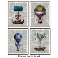Colorful Balloon Unframed Dictionary Wall Art Prints - Great for Steampunk Fans and Hot Air Balloon 