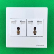 Sino 16A Square Multi-Purpose Double 3-Prong Socket S98CC Series - Square Face Match S98CC2UAMT