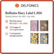 DELFONICS Rollbahn Diary Label L 2026 Monthly Planner Notebook (Oct 2025–Dec 2026) Ring Bound Schedu