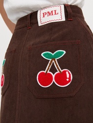 [Pomelo] กระโปรงกางเกงลูกฟูกปักลาย / Embroidered Skort