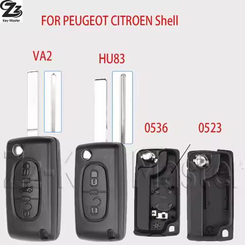 Zz 0523 0536 Flip Car Key Shell Case HU83 Key 2/3Button for Citroen C8 Peugeot 1007 Remote Key Cover