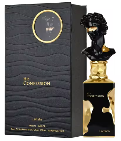 Lattafa His Confession for Men Eau De Parfum Spray, 3.4 Ounce / 100 Ml Warm Wooden Musk, with a Stab