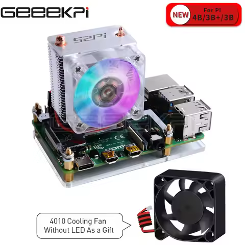 GeeekPi Clear Black Ice Tower Cooling Fan V2.0 Super 7 Colours Light Bracket 5-Layer Acrylic Case fo