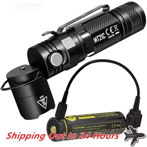 2026 Original Nitecore MT21C With USB Port Rechargeable 18650 Battery 90Degree Adjustable LED Flashl