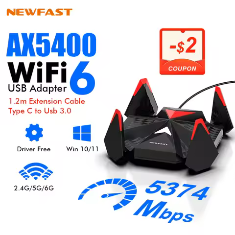 Newfast Adaptador Wifi 6 Usb 3.0 Adapter AX5400 6G/5G/2G High Gain Antena Para Wifi6 PC Cle Network 
