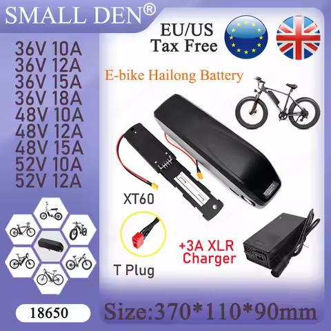 New 36V 48V 52V Hailong Battery with Charger Full Capacity 10Ah 12Ah 15Ah 18Ah Powerful 18650 Lithiu